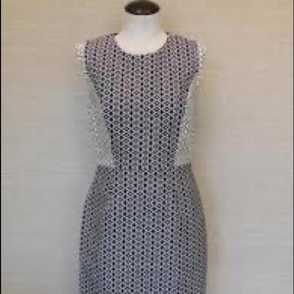 COPY - J. Crew Paneled Geometric White Black Patterned Dress 8 - Picture 3 of 3